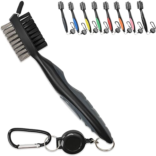 Miniatura 14 de Mile High Life Cepillo para palos de golf, limpiador de ranuras con cable de extensión retráctil de 2 pies y mosquetón de aluminio, accesorios