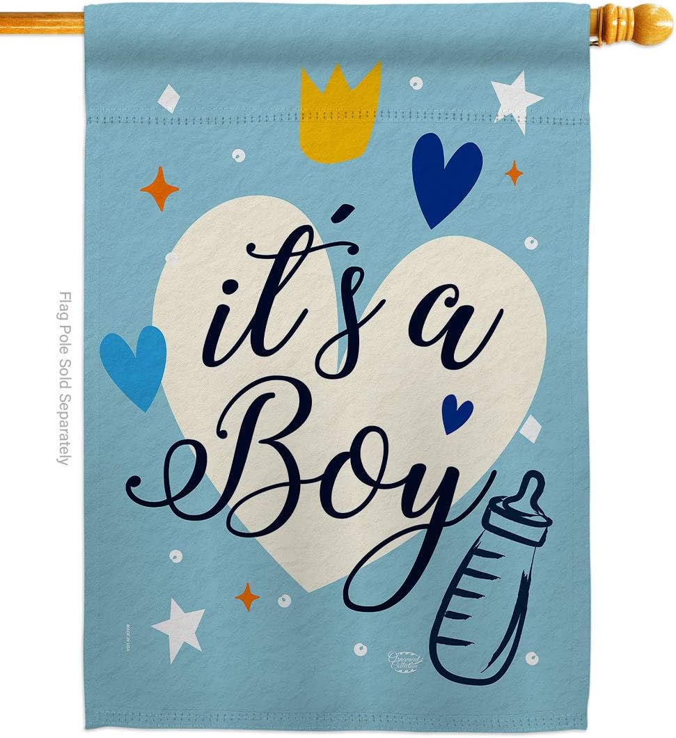 It's a Boy House Flag Celebration New Born Baby Shower Girl Occasion Anniversary Party Decoration Banner Small Garden Yard Gift Double-Sided, Made in USA