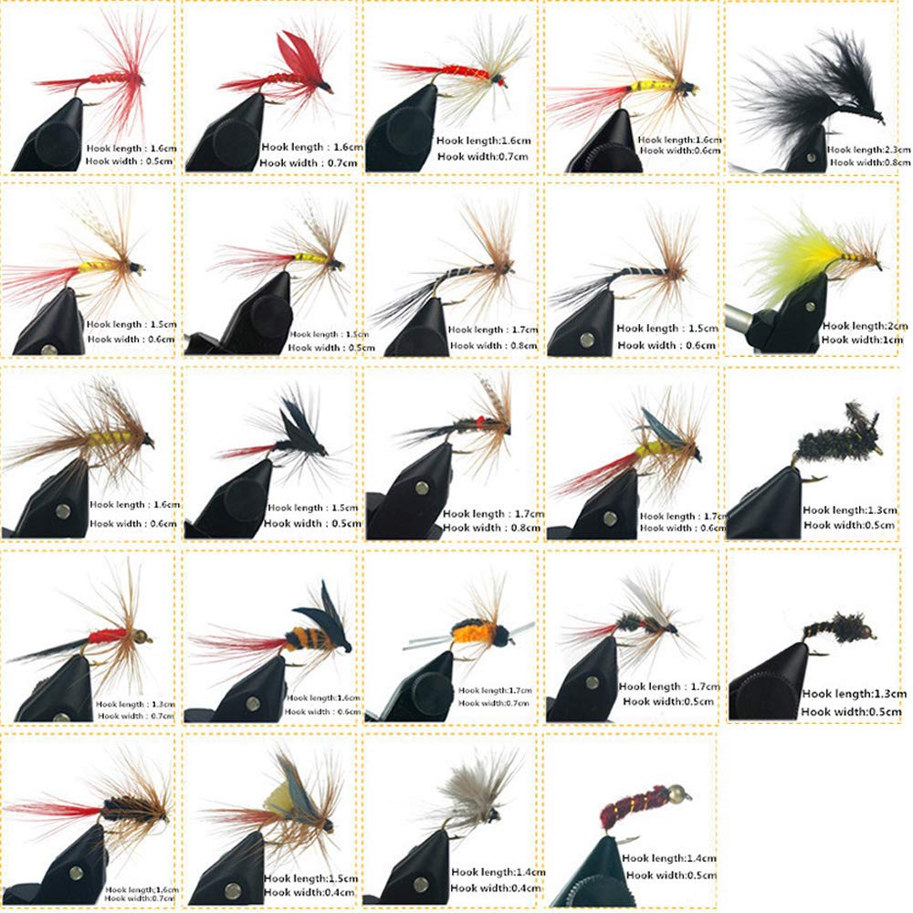 Lixada 40/72/100/120 Uds.,Moscas de Pesca con Mosca, Señuelos de Trucha,Señuelos de Pesca Artificiales,Cebo con Caja de Moscas Impermeable