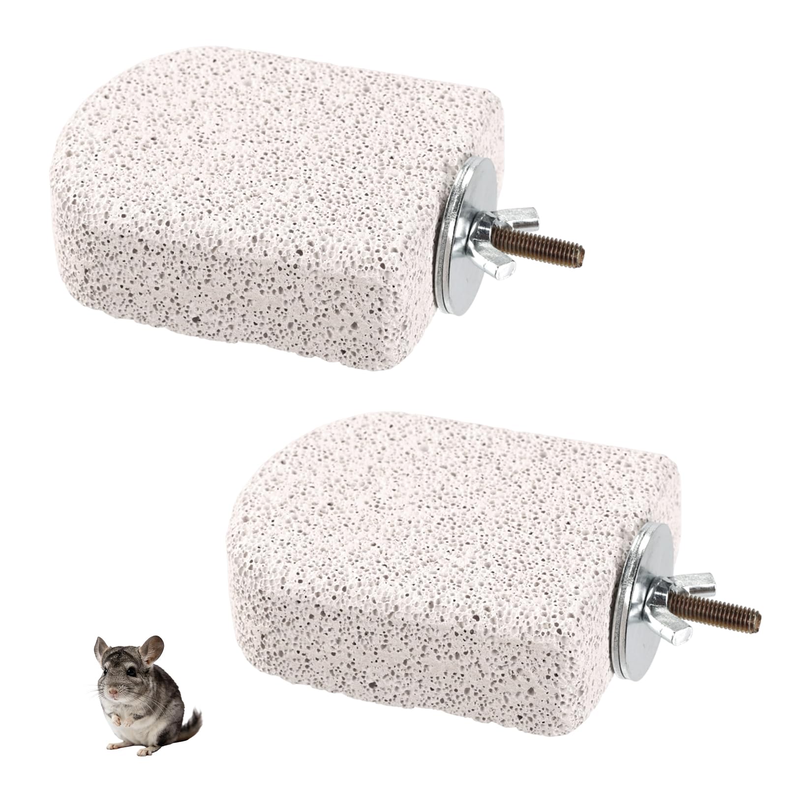 Lot de 2 Plateformes d'escalade en Lave et en Pierre Ponce pour Chinchillas, Écureuils Cochons d'Inde et Hamsters Jouet à Mâcher pour User Les Dents Accessoires de Cage (Petit)