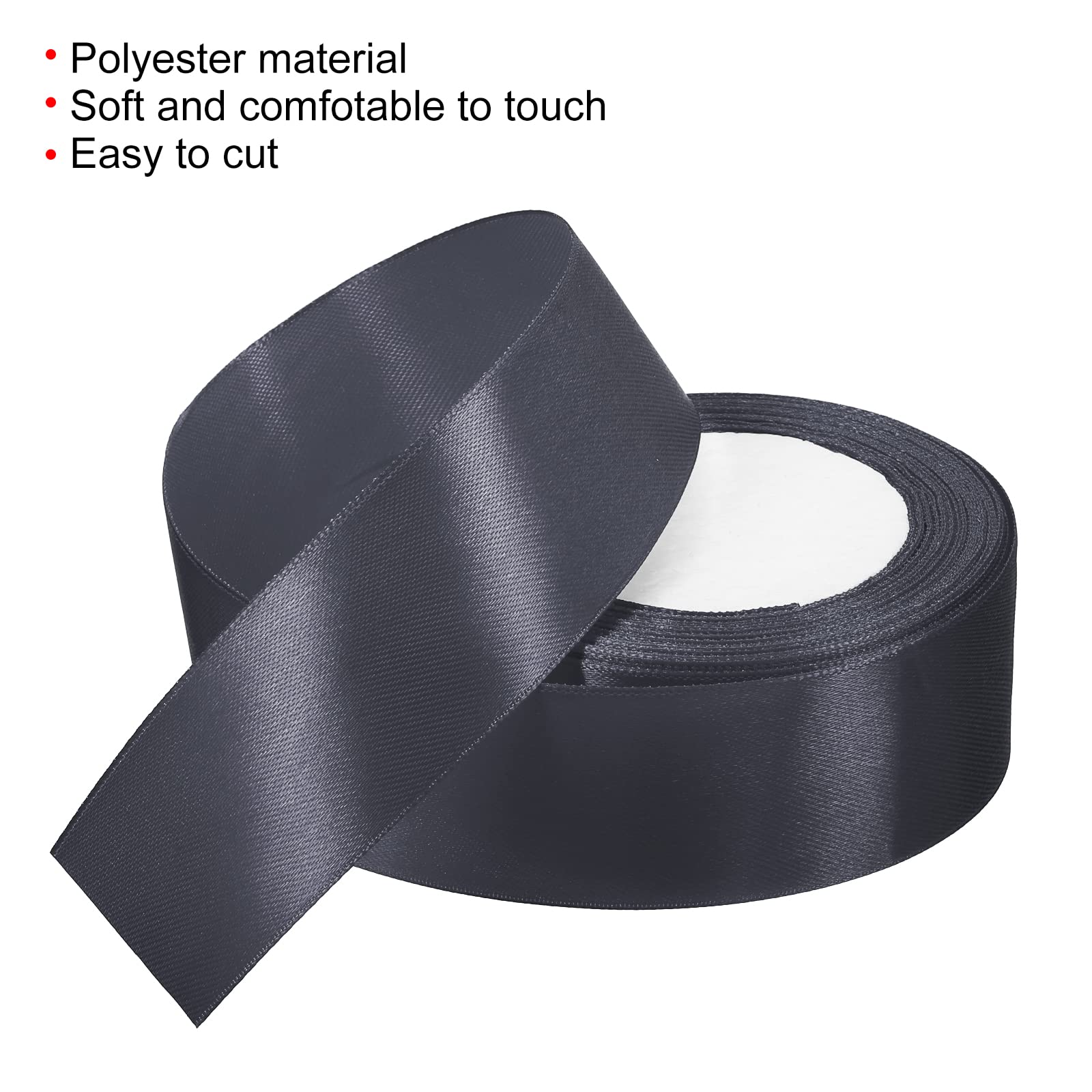 PATIKIL 1.5 Inch Wide 24 Yards Satin Ribbon, Single Side Solid Crafts Roll for Party Home DIY Wrapping Decoration Dark Gray - Image 3