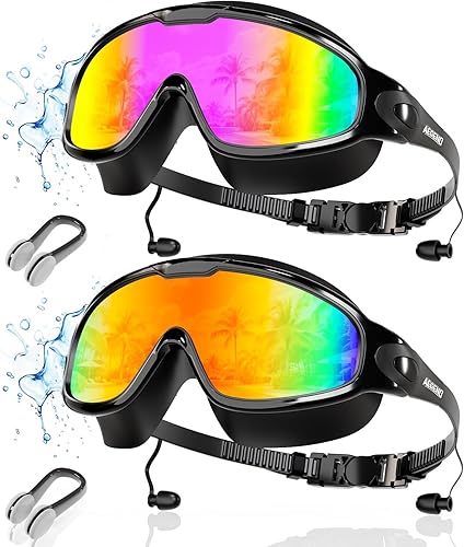 Miniatura 11 de Aegend - Nuevas gafas de natación de visión amplia para adultos, con protección antiniebla/UV, sin fugas, con tapones para los oídos para hombres y
