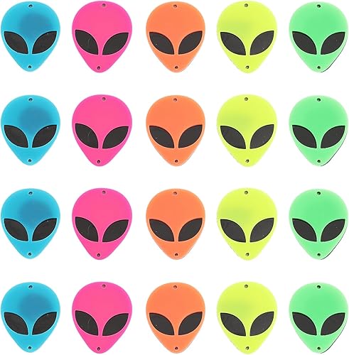 CHGCRAFT 20 piezas de 5 colores de cara alienígena de conector acrílico para bricolaje aretes artesanales, colores mixtos