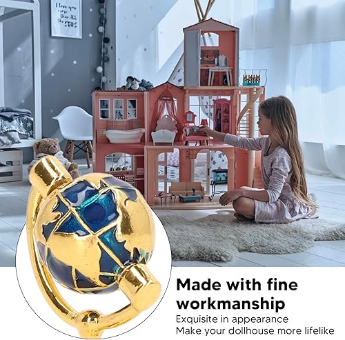 Miniatura 6 de Keenso Globo de casa de muñecas 1:12, de metal, resistente, brillante, exquisito, casa de muñecas, modelo de globo en miniatura, muebles de estudio,