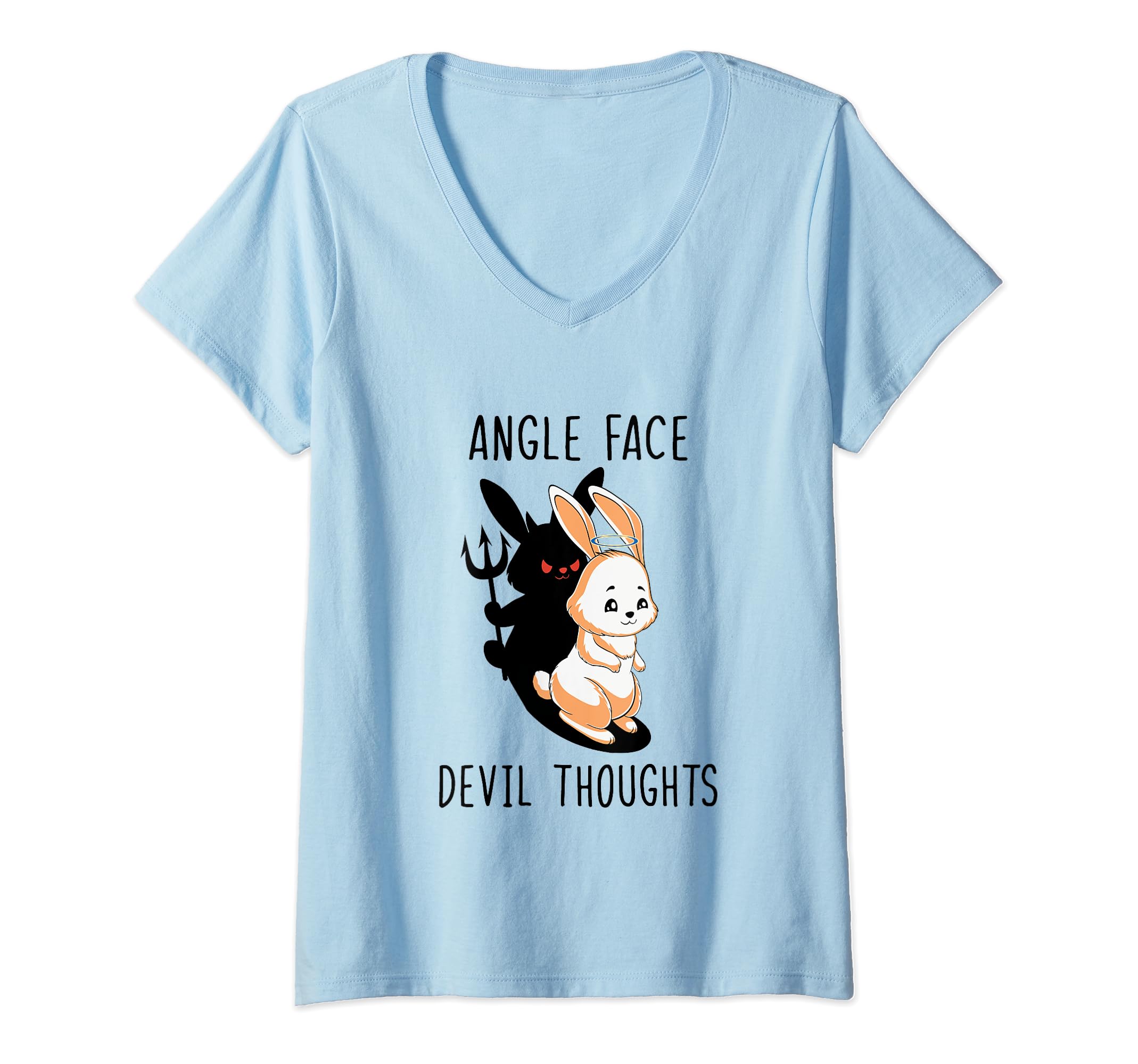Bunny Angle Face Devil Thoughts V-Neck T-Shirt