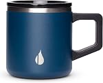 Elemental Summit Insulated Coffee Mug with Lid & Handle, Insulated Vacuum Camp Coffee Cup, Triple Wall Stainless Steel Travel Mug, Hot and Cold Thermal Coffee Tumbler, 12oz - Navy Blue