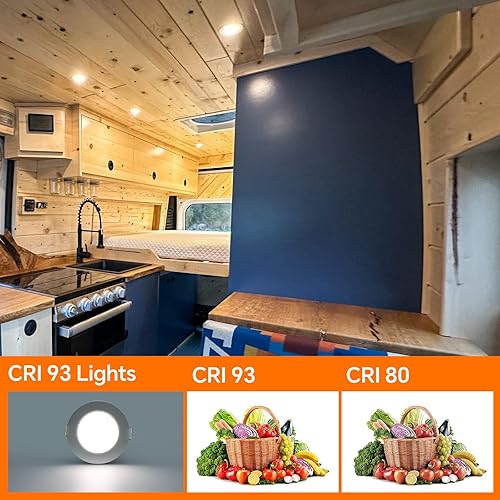 Miniatura 6 de Luz de disco LED bicolor de 12 V, luz LED empotrada de montaje en caravana con interruptor integral para iluminación interior de techo bajo