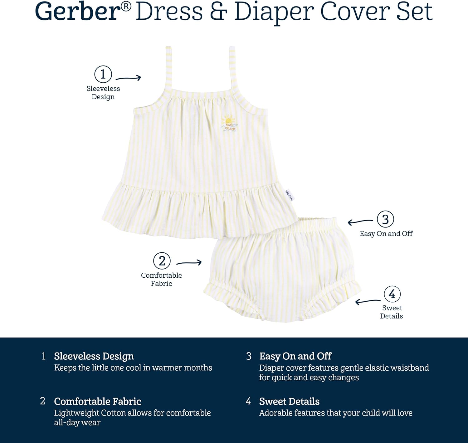 Gerber baby-girls Sleeveless Tunic Top and Diaper Cover Set - Image 5