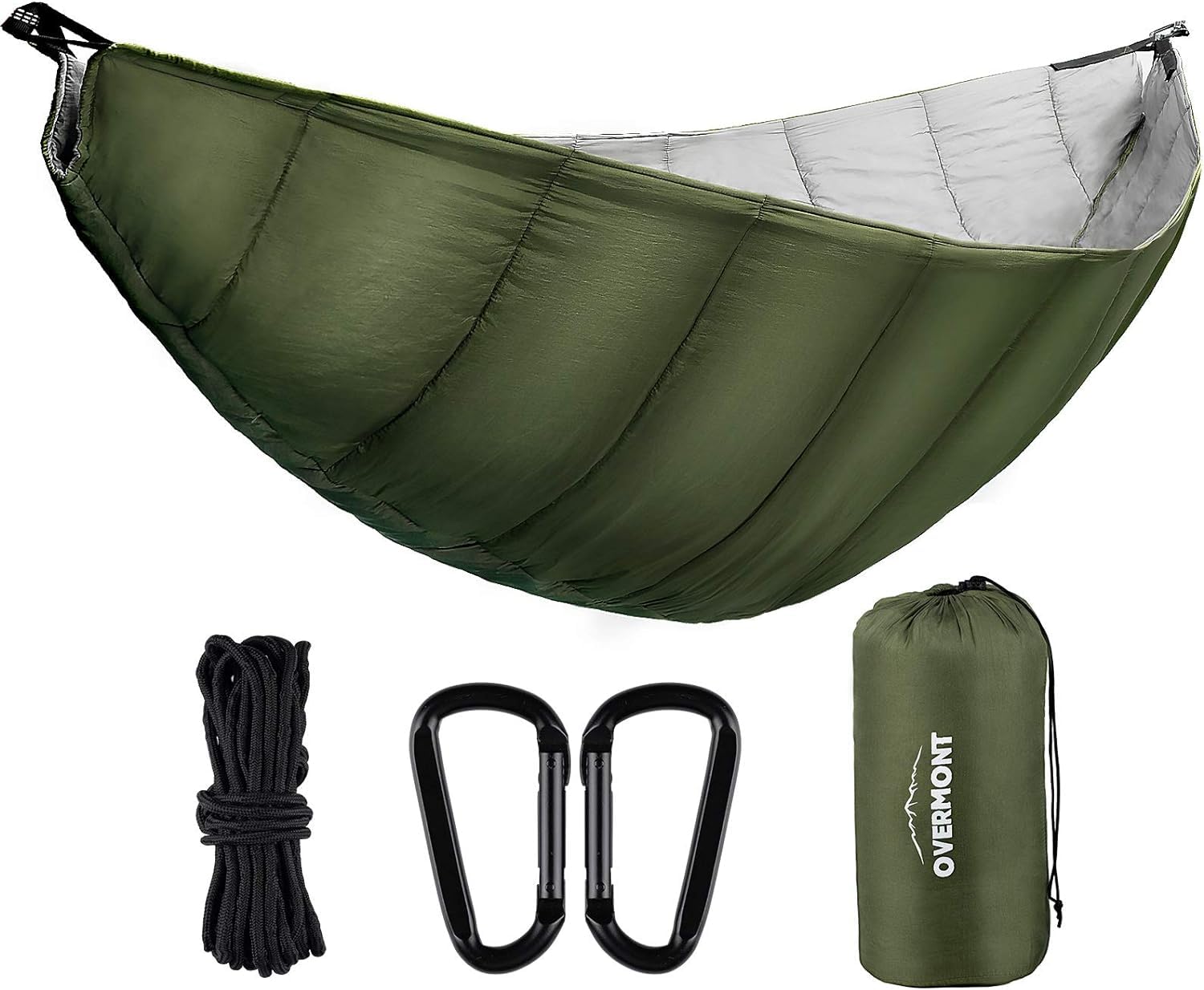 Overmont Hammock Underquilt TÜV-Certified & Camping Tent Tarpaulin 3 m x 3 m Tarp Multifunctional Portable Awning with 6 Pegs and 6 Ropes Sun Protection for Hammock Outdoor Travel Picnic Green Garden