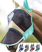 Vista 25 de Harrison Howard CareMaster Pro - Máscara luminosa para mosca de caballo, gran espacio para los ojos, nariz larga con orejas, protección UV