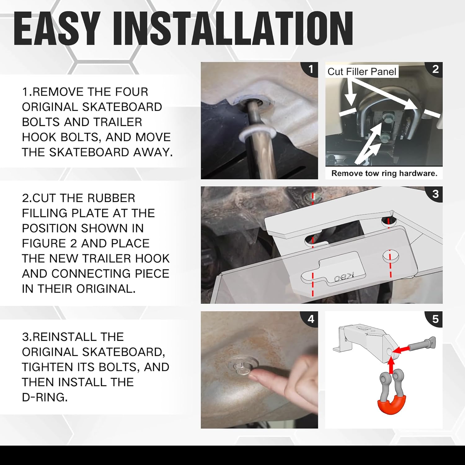 3/4" D-Ring Shackle Tow Hook Bracket: 2 Pack Front Tow Hook Mounting Bracket Fit for 2019 2020 2021 2022 Ford Ranger, with Mounting Hardware Kit for Off-Road Vehicle Recovery