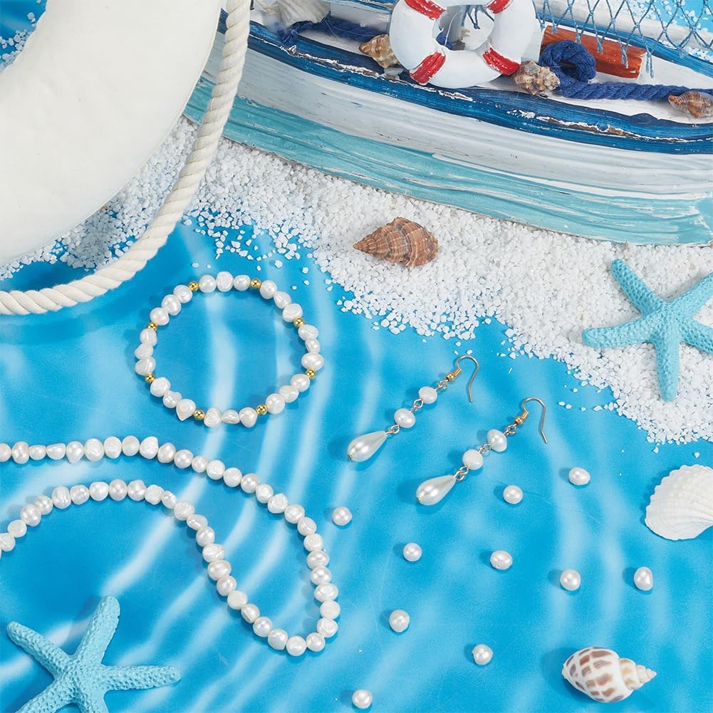 SUNNYCLUE 1 Box About 116Pcs 2 Strands 6mm Freshwater Pearl Beads Cultured Pearls Bulk Natural Undyed White Oval Irregular Shaped Loose Bead for Jewelry Making Crafts DIY Necklaces Bracelet Adult - Image 3