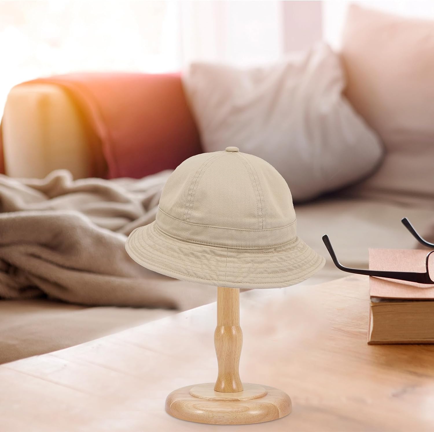Homoyoyo Wooden Dome Shaped Wig Display Holder and Hat Rack Stand Large Desktop Hat Storage Organizer for Home Closet Display