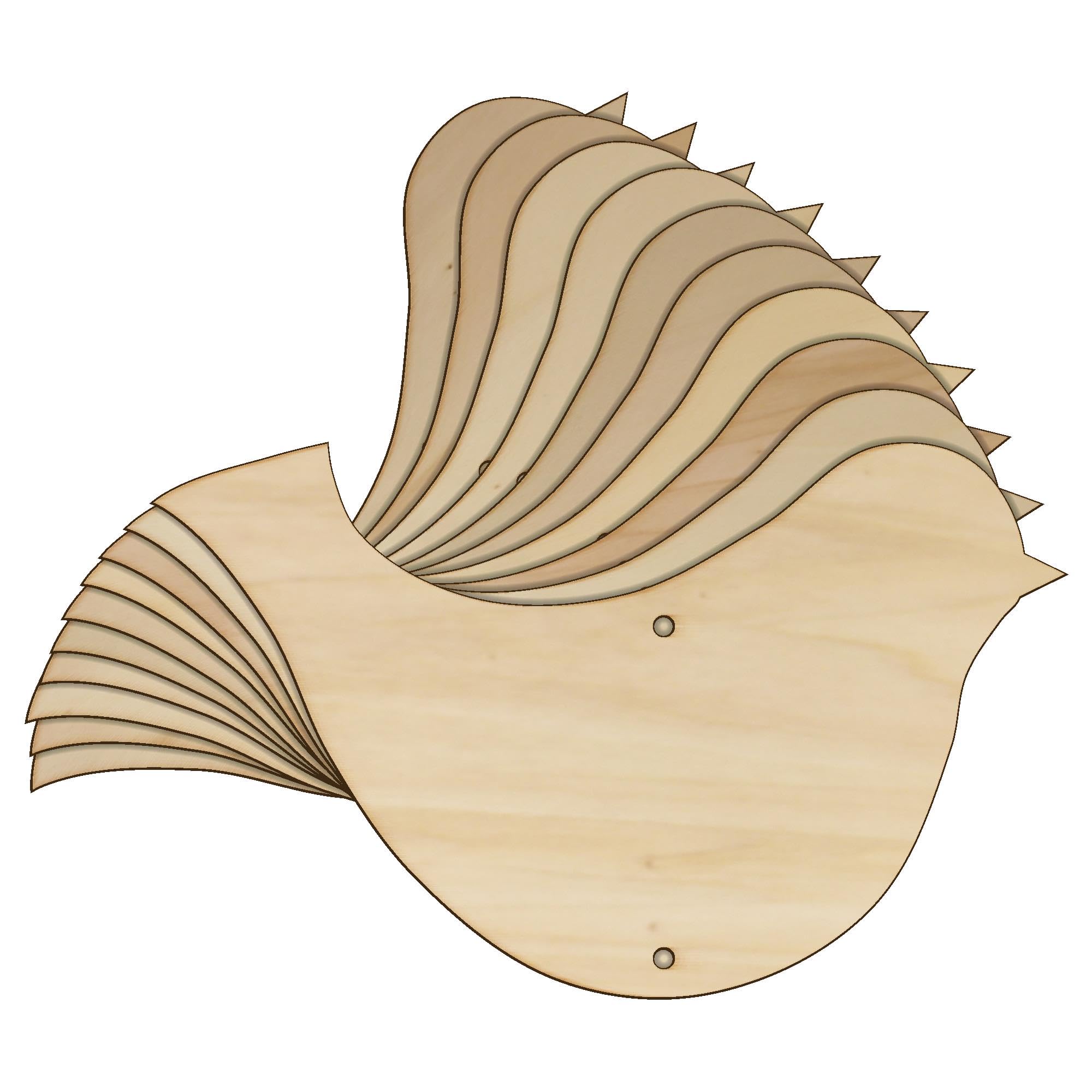 10x Wooden Simple Bird Craft Shape 3mm Ply Hanging Decoration(20 x 33cm,2 Holes Top Bottom)