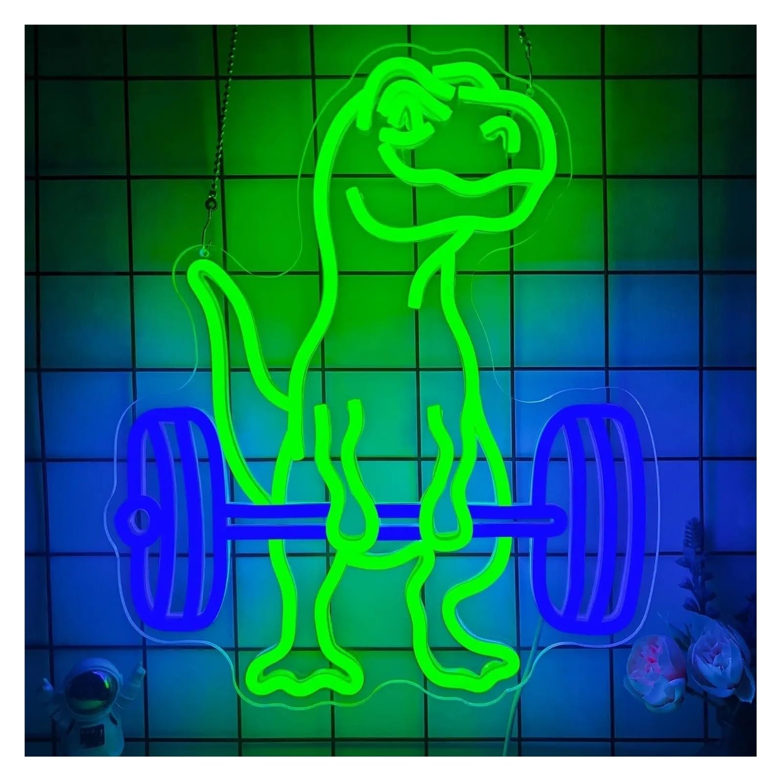 néon signe Enseigne Néon LED Dinosaure Haltérophilie