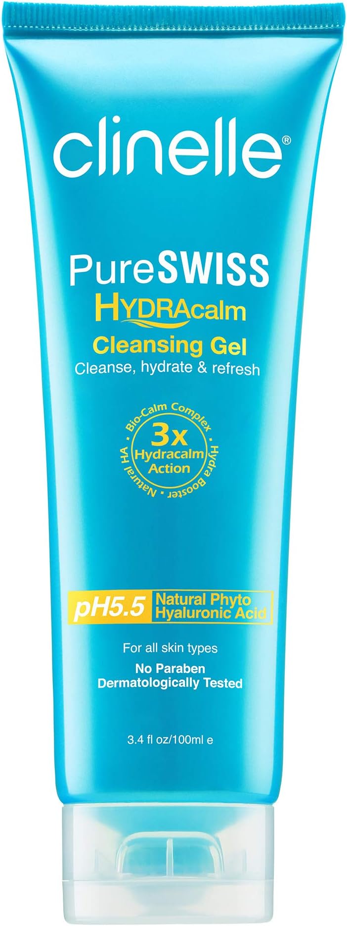 PureSWISS Hydracalm Cleansing Gel 100ml - A Gentle Foamy Sulfate-Free Cleanser For All Skin Type and 72 Hours Of Hydration | Paraben Free, Lanolin Free, Mineral Oil Free
