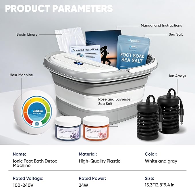 Ionic Foot Bath Detox Machine, Spa de Pies Premium, Plegable miniatura 6