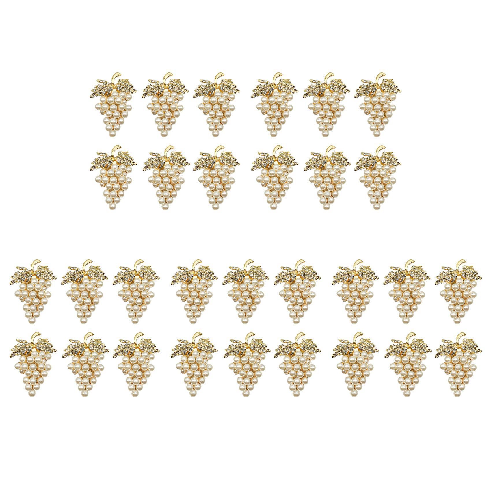 Hndhbfgrt Grapes Napkin Rings Set of 30, with Glittering Imitation and Inlay Alloy Napkin Ring Holder