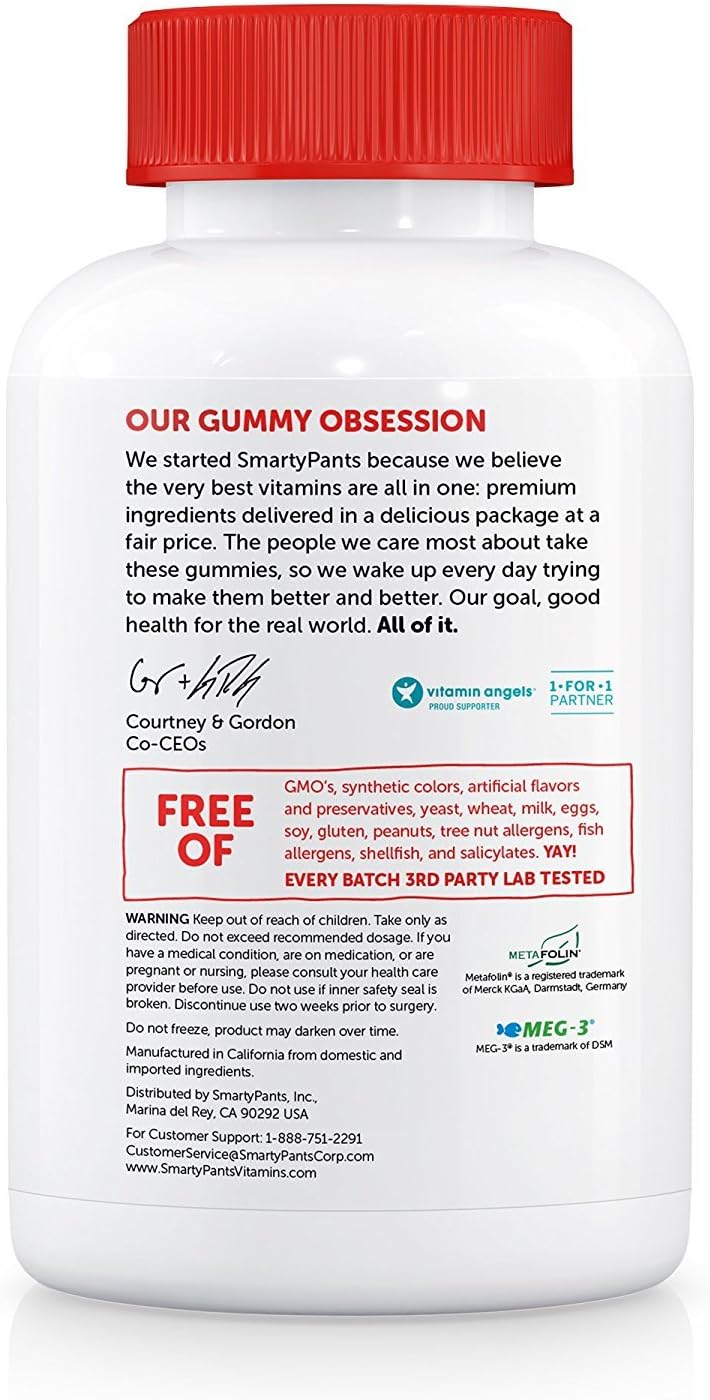 SmartyPants Kids Complete Gummy Vitamins: Multivitamin & Omega 3 DHA/EPA Fish Oil, Methyl B12, Vitamin D3, limited Valuesize pack of 180 count Total