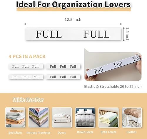 Miniatura 3 de Bandas organizadoras de sábanas para armario de lino (paquete de 4 unidades), juego de correas de sábanas, protector de sábanas para organización y