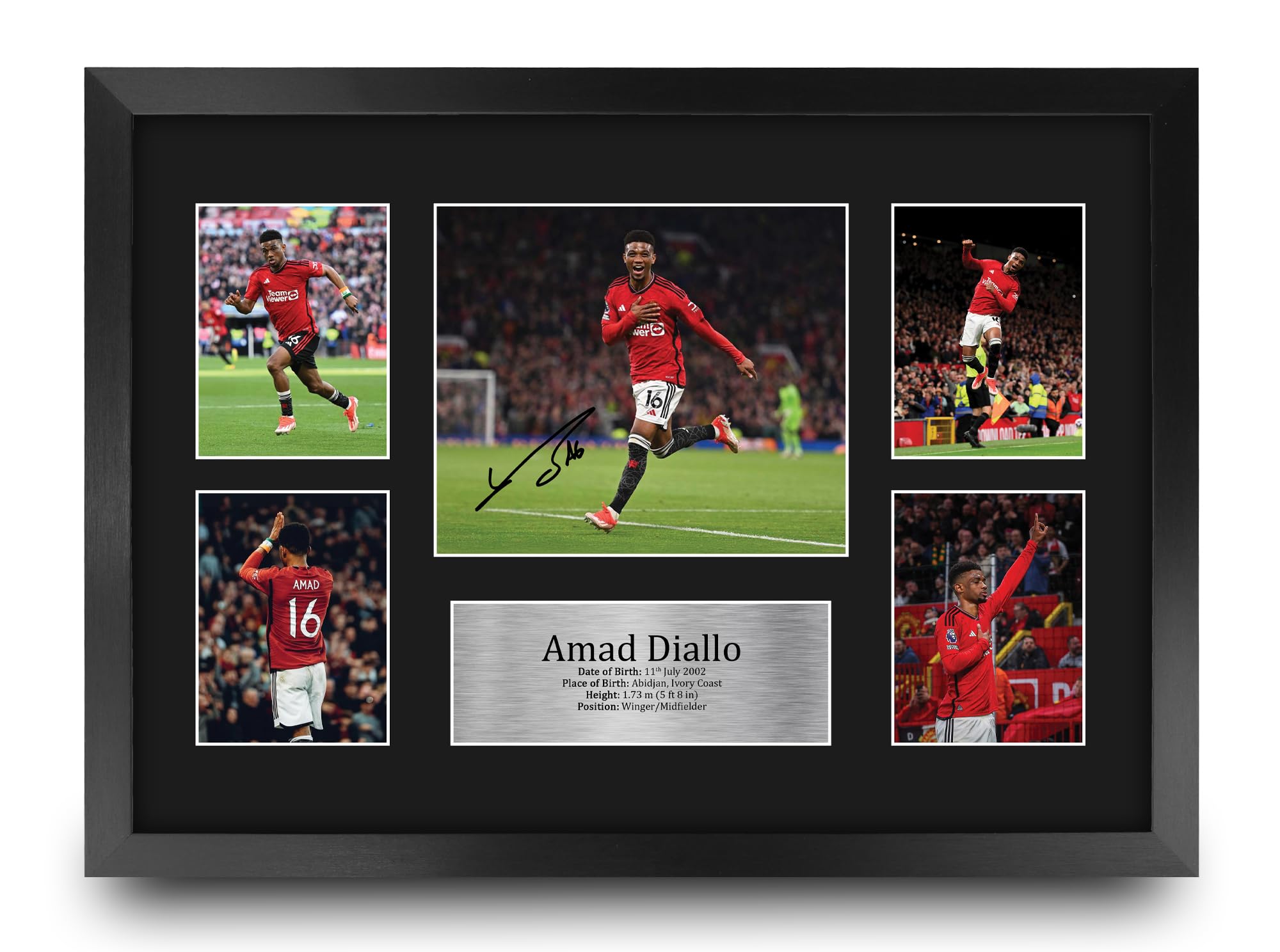 HWC Trading FR A3 Amad Diallo Printed Memorabilia Signed Autograph Photograph Display for Soccer Fans and Supporters - A3 Framed