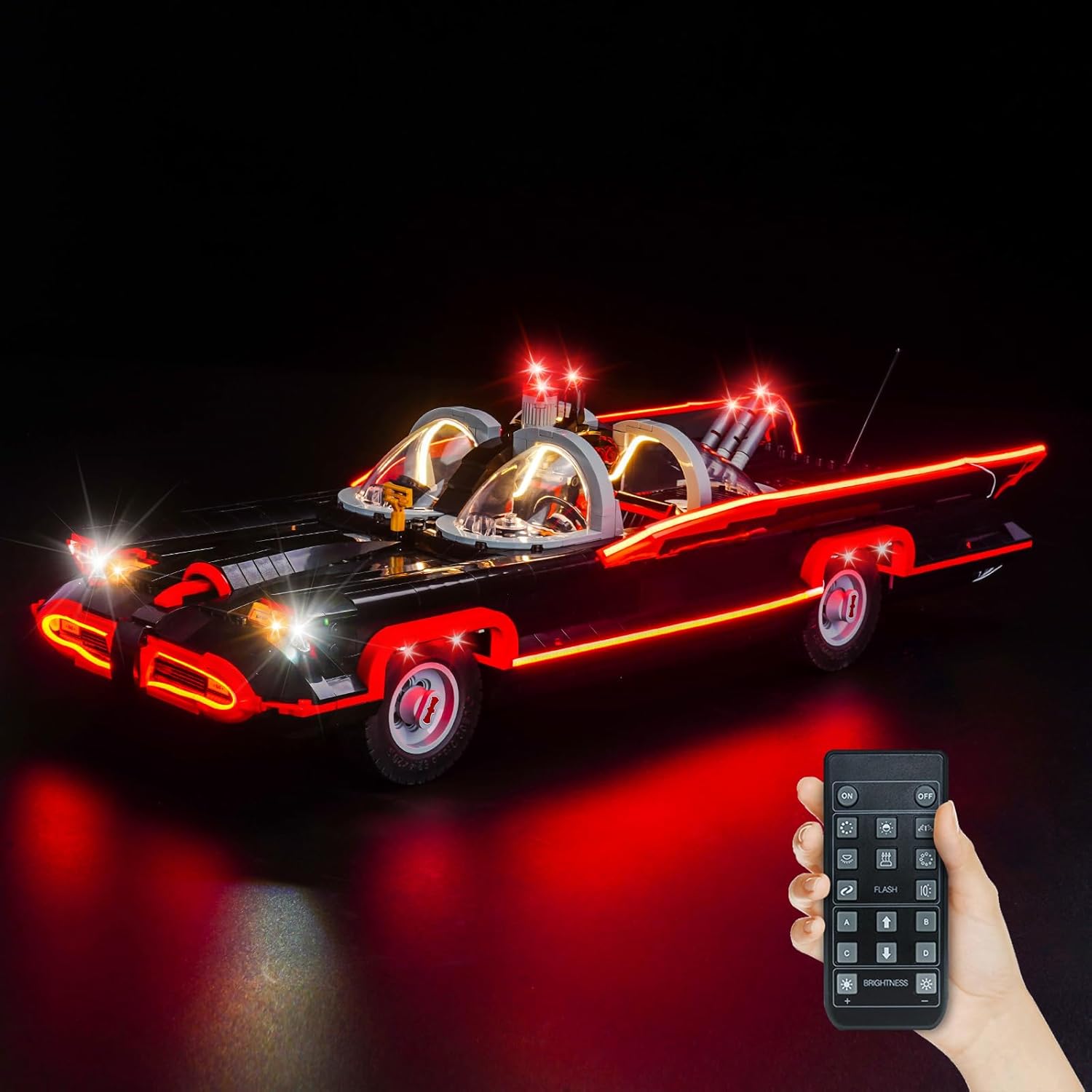 Upgraded Led Light Kit Compatible with Lego Batman: The Classic TV Series Batmobile Building Set, RC Version Compatible with Lego 76328 (Model Not Included)