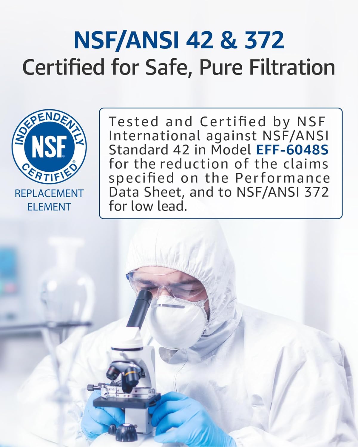 Waterspecialist XWF Replacement for GE® XWF, WR17X30702 Refrigerator Water Filter, NSF 42/372 Certified, Compatible with GE® GNE27, GFE26, GDE25, GSS25 Series Refrigerators, 3-Pack (Not XWFE®)