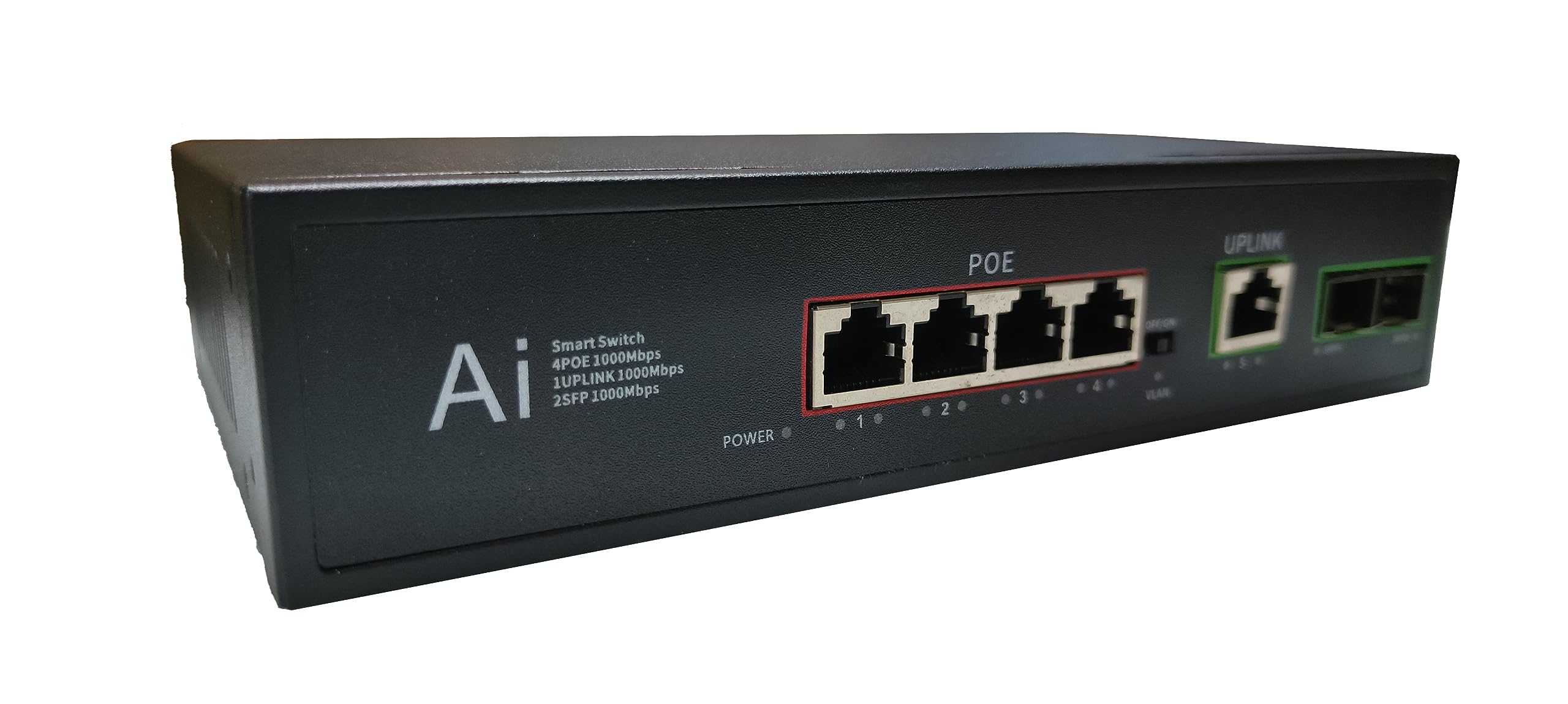 Hanutech Ai Featured Unmanaged PoE Switch 4 Port Gigabit- 10/100/1000Mbps 4  Port PoE+1GE RJ45 Uplink+2 SFP Port 1.25G Without Transceivers 65W PoE for  ...