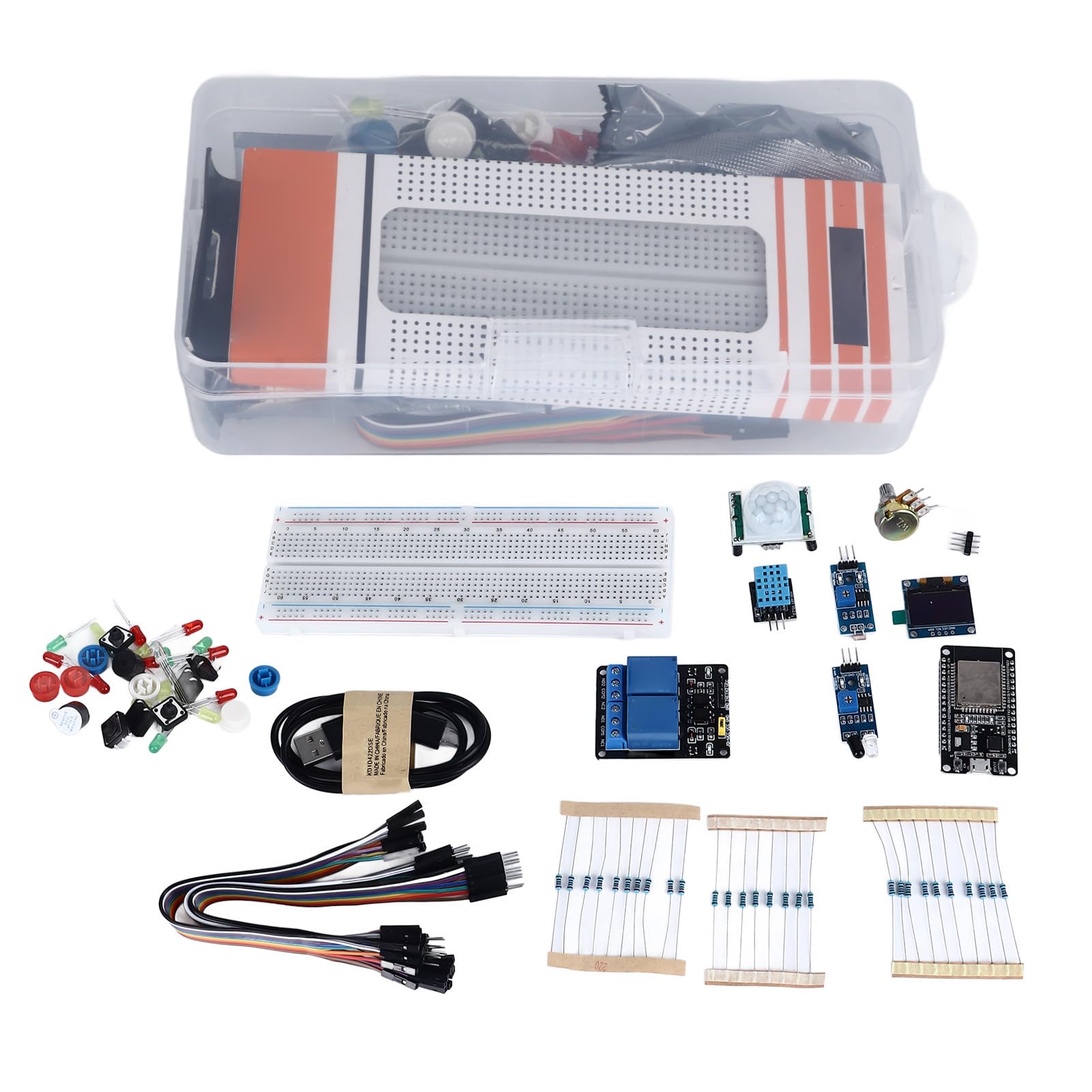 ESP-32S Starter Kit, WIFI Development Board Complete Starter Kit, Remote Control, Support IDE and MicroPython Programming Option, Multiple Interfaces for Maker Projects