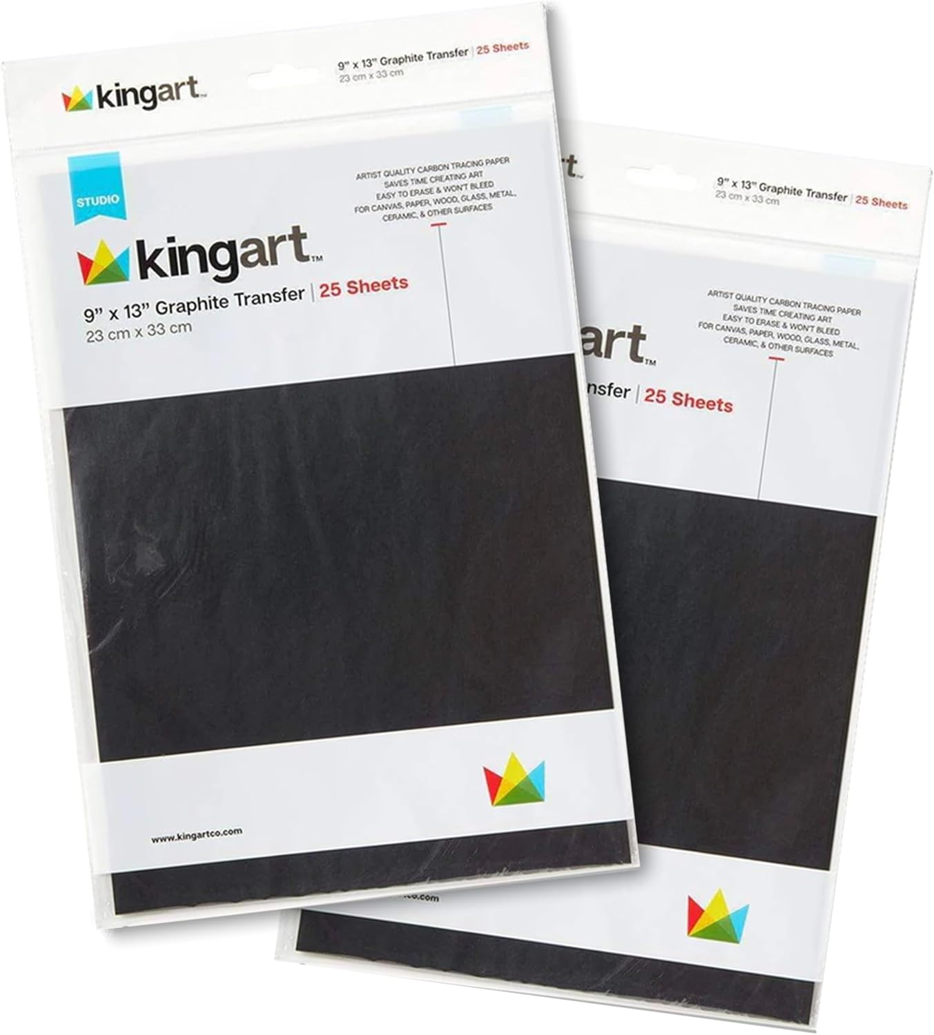 KINGART 669 Graphite Transfer Paper Pad Set – 9x13 Inch, 2-Pack – 25 Sheets Each, Waxed Carbon Tracing Paper for Precision Stencil Reproduction