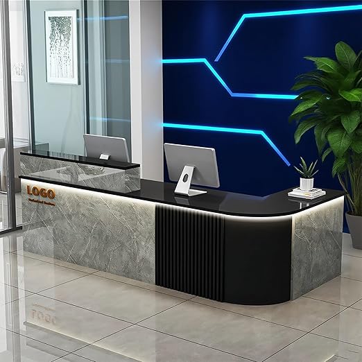 Reception Desk with Counterr, Lockable Drawers and Storage,Shopping Mall Office Cashier Receptionist Desk for Receptionists in Offices, Retail Stores, Lobbies, Shops