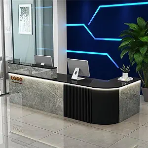 Reception Desk with Counterr, Lockable Drawers and Storage,Shopping Mall Office Cashier Receptionist Desk for Receptionists in Offices, Retail Stores, Lobbies, Shops