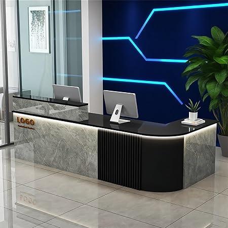 Reception Desk with Counterr, Lockable Drawers and Storage,Shopping Mall Office Cashier Receptionist Desk for Receptionists in Offices, Retail Stores, Lobbies, Shops