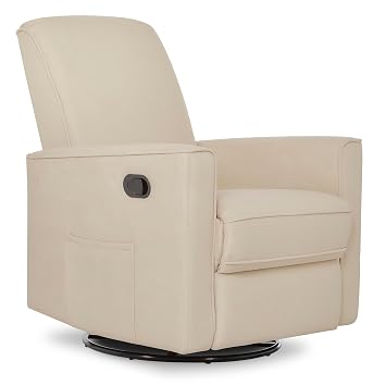evolur Raleigh Upholstered Manual Glider Recliner Rocking & 360 Swivel with Smooth Glide Greenguard Gold & FSC Certified Modern Nursery and Living Room Chair in Shell