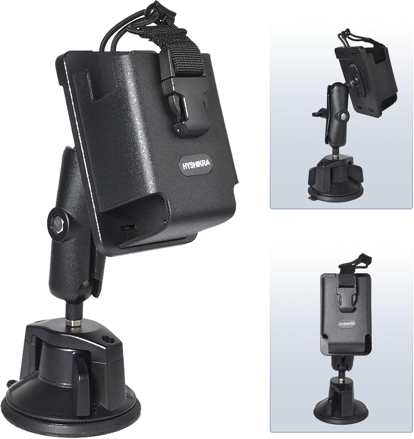 Heavy Duty Universal Walkie-talkies Holder with Suction Cup & Sticky Base, 360° Adjustable Ball Adapter 85mm Mount for BaoFeng Kenwood Motorola Two-Way Radios, for Car/Boats/Industrial Use