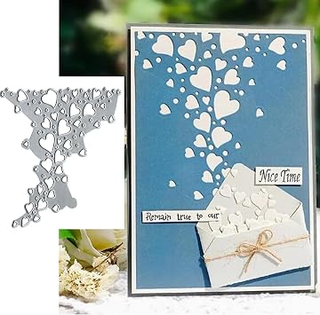 Sweet Heart Background Metal Die Cuts,Valentine's Day Heart Love Cutting Dies Cut Stencils DIY Scrapbooking Decorative Embossing Paper Party Wedding Card Making, silver