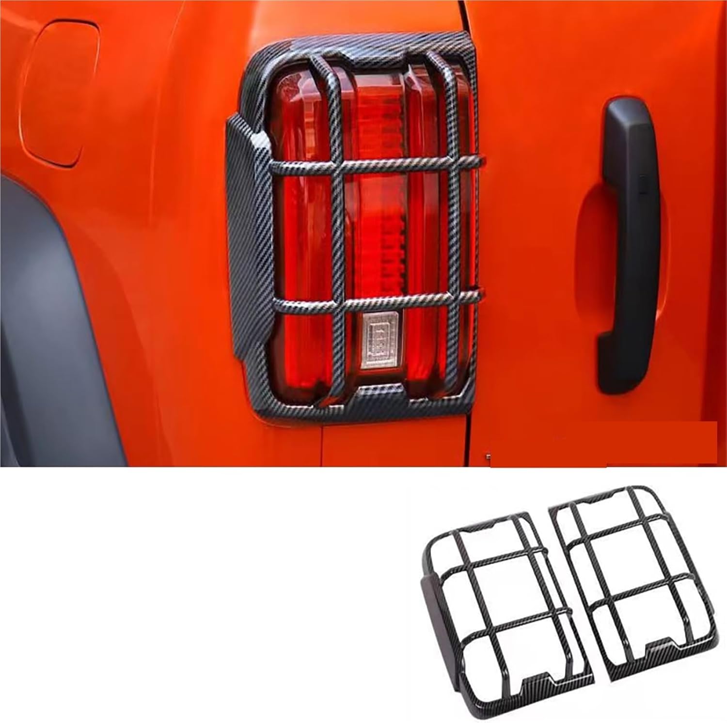 Car Front Tail Light Frame Protective Cover ABS Sticker Auto Accessories Compatible For Great Wall Tank 300 2022 2023(Rear Carbon Texture)