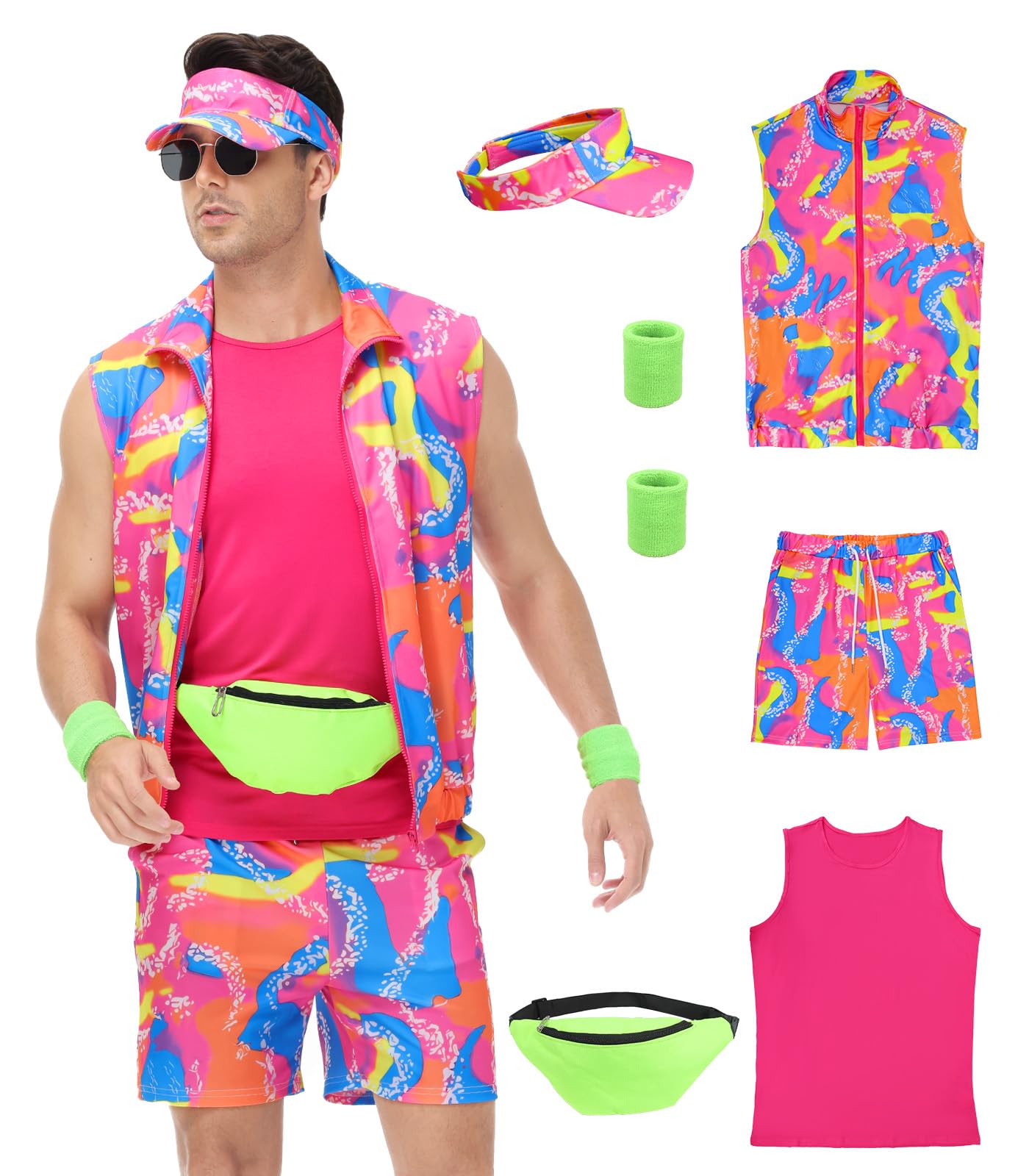 80s Workout Costume for Men - 80s 90s Outfit for Parties and Halloween Cosplay Couples Costume Set