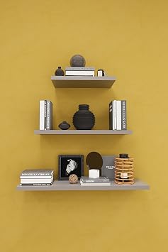ASRA TREND Modern 3l  U an Raf  ok Ama l  Duvar Raf  Organizer%100 MDF Kitapl k Mutfak Banyo Raf  DRF-05 K l Gri
