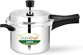 GREENCHEF Marco Aluminium Pressure Cooker Outer Lid 5 Litres capacity, ISI Certified, Silver Colour Price In India