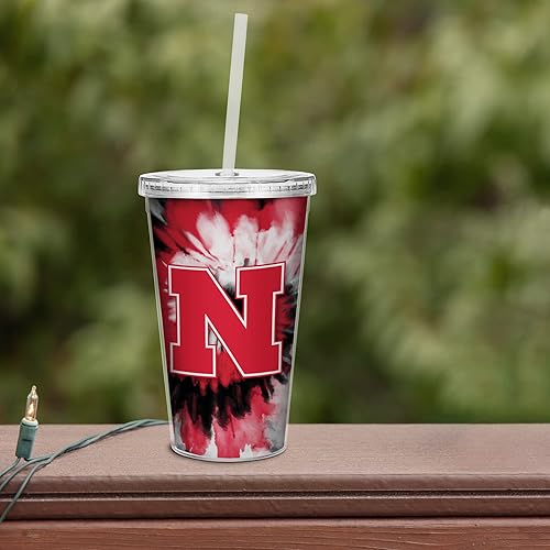 Miniatura 151 de Rico Industries NCAA Sports Team - Vaso transparente de 16 onzas con pajilla, vaso de viaje del color del equipo para fanáticos de los deportes