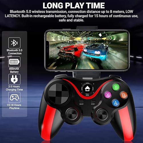 Miniatura 3 de arVin Mobile Game Controller for iPhone & Android with Phone Holder, Bluetooth Gamepad Joystick for iPhone 15/14/13/12/11, iOS, iPad, Samsung Galaxy