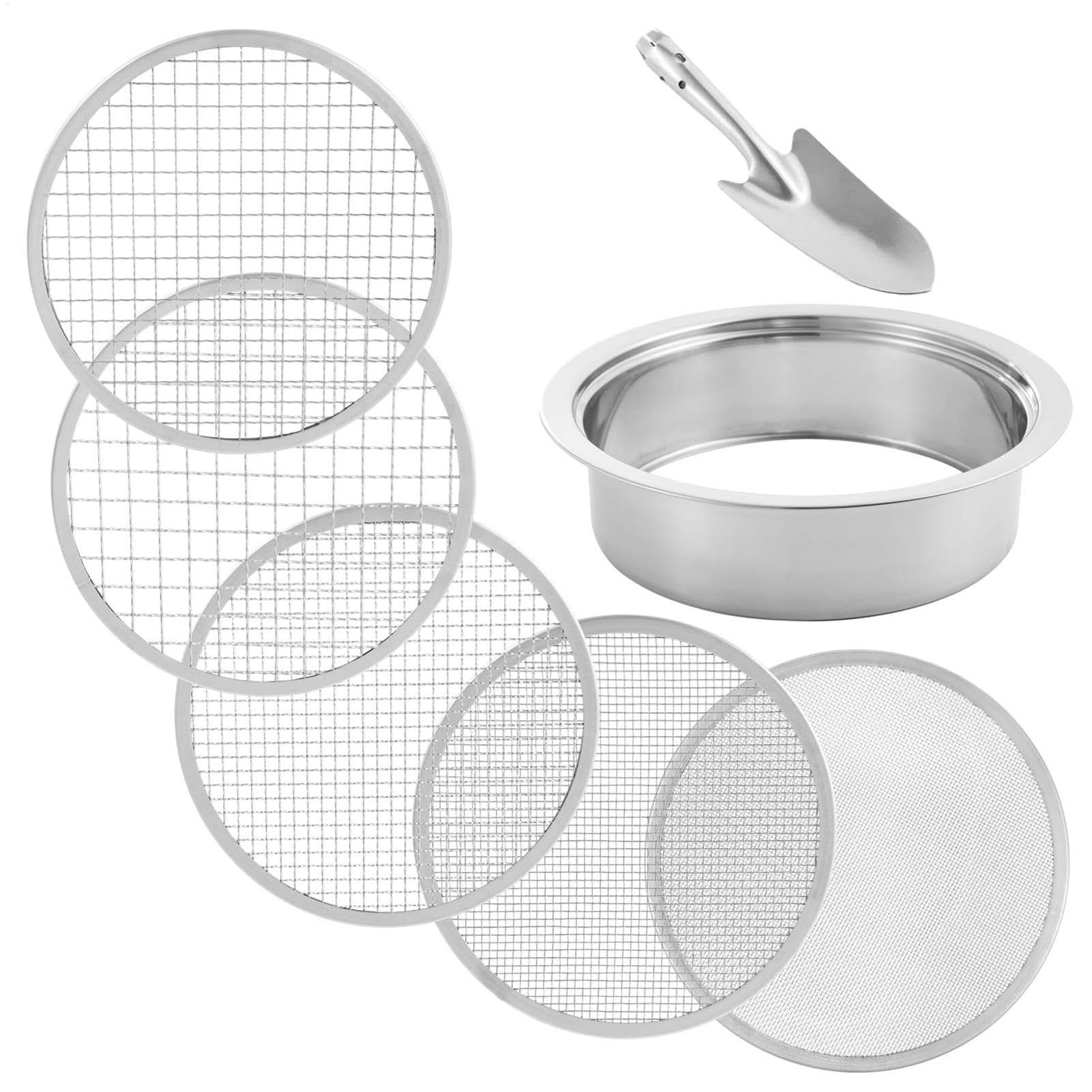 Sifter Dirt, Sifter Rock Sito ogrodowe Pellet Sifter z 5 wymiennymi | Zestaw sito i łopaty ogrodowej, 1/3/6/9/12mm.