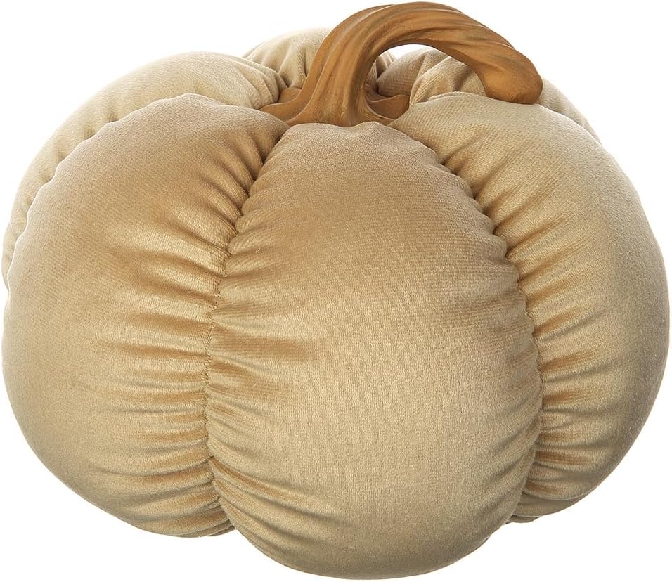 9" Hx11 W Artificial Fabric Pumpkin -Taupe (Pack of 8)