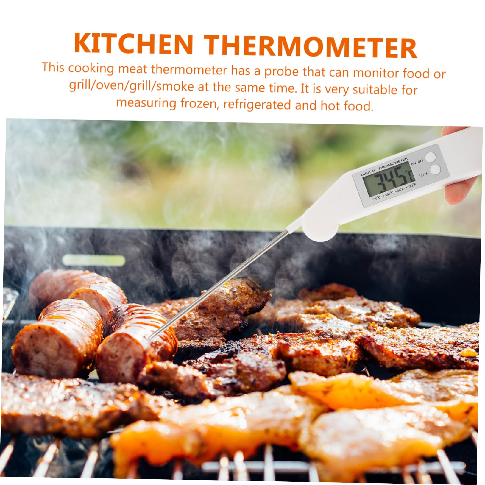 OUNONA 3piezas Termómetro Digital De Cocina Para Barbacoa y Alimentos Lectura Instantánea Para Carnes Aceites y Bebidas De Inoxidable Pantalla Clara