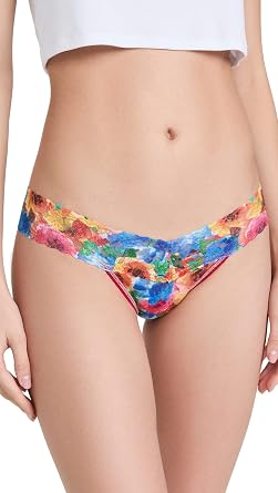 hanky panky Womens Bold Blooms Low Rise Rolled Thong, Bold Blooms, Floral, One Size