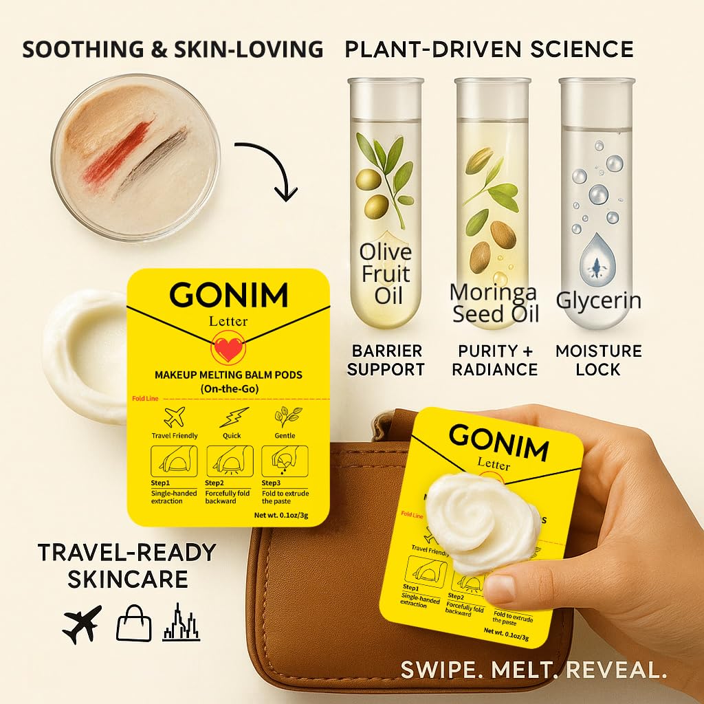 GONIM Cleansing Balm Makeup Remover, Hydrating Facial Cleanser for On-the-Go, Makeup Remover Melting Balm, Travel Size Mini Makeup Cleansing Oil, Travel Essentials for Women, Soothing 3gx15pcs - Image 4