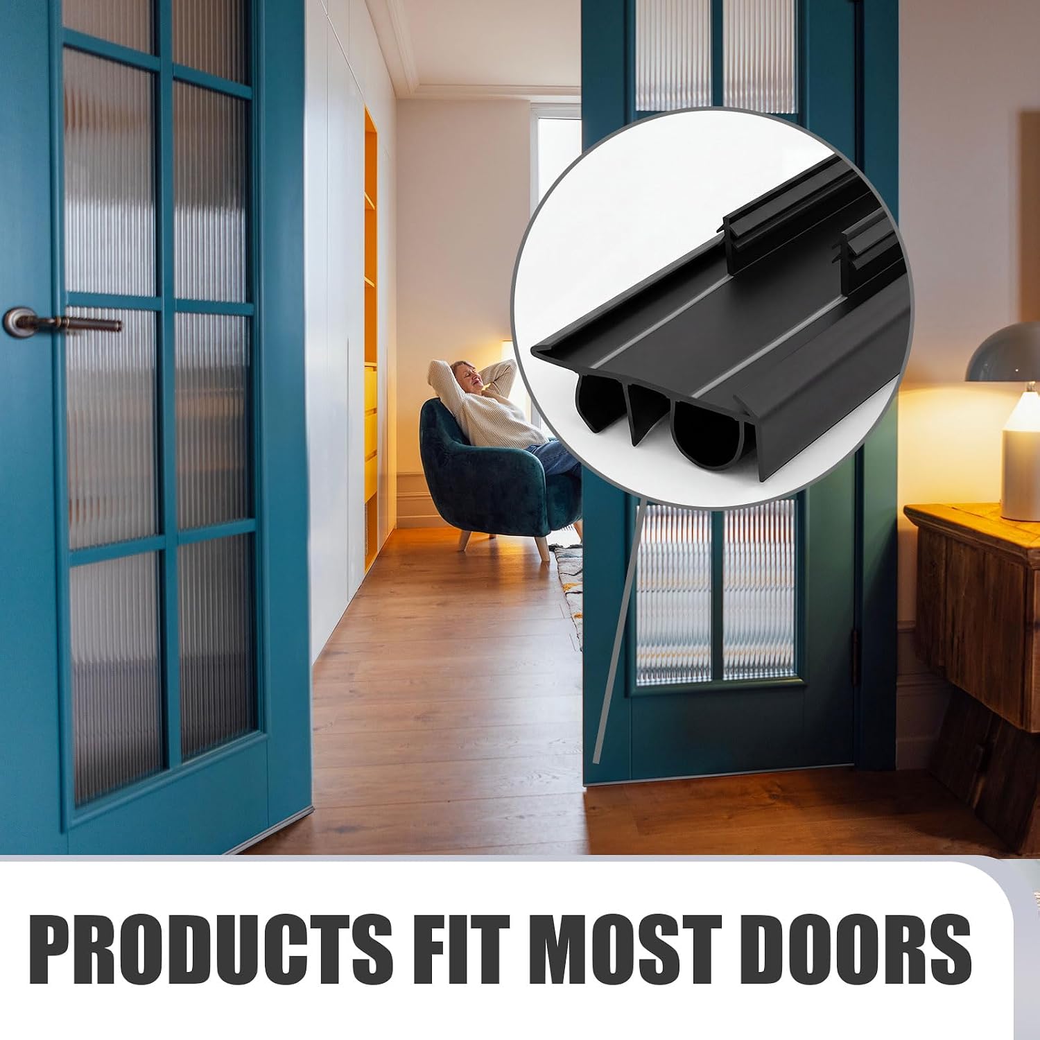 Pushglossy 4 Pcs Kerf Style Door Bottom 36" Long 1 3/4" Wide Replacement Threshold Seal with Vinyl Fins Weatherstrip Draft Stopper for Interior Exterior Doors(Black)