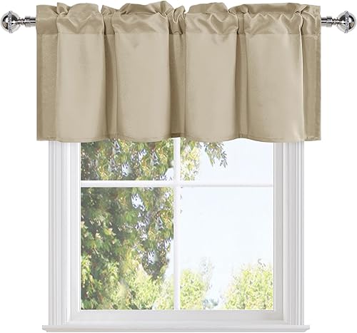 Miniatura 7 de DWCN Cortinas de cenefa para sala de estar, cenefa de cocina, cenefa corta sólida, cenefa de cortina de oscurecimiento de habitación, bolsillo para