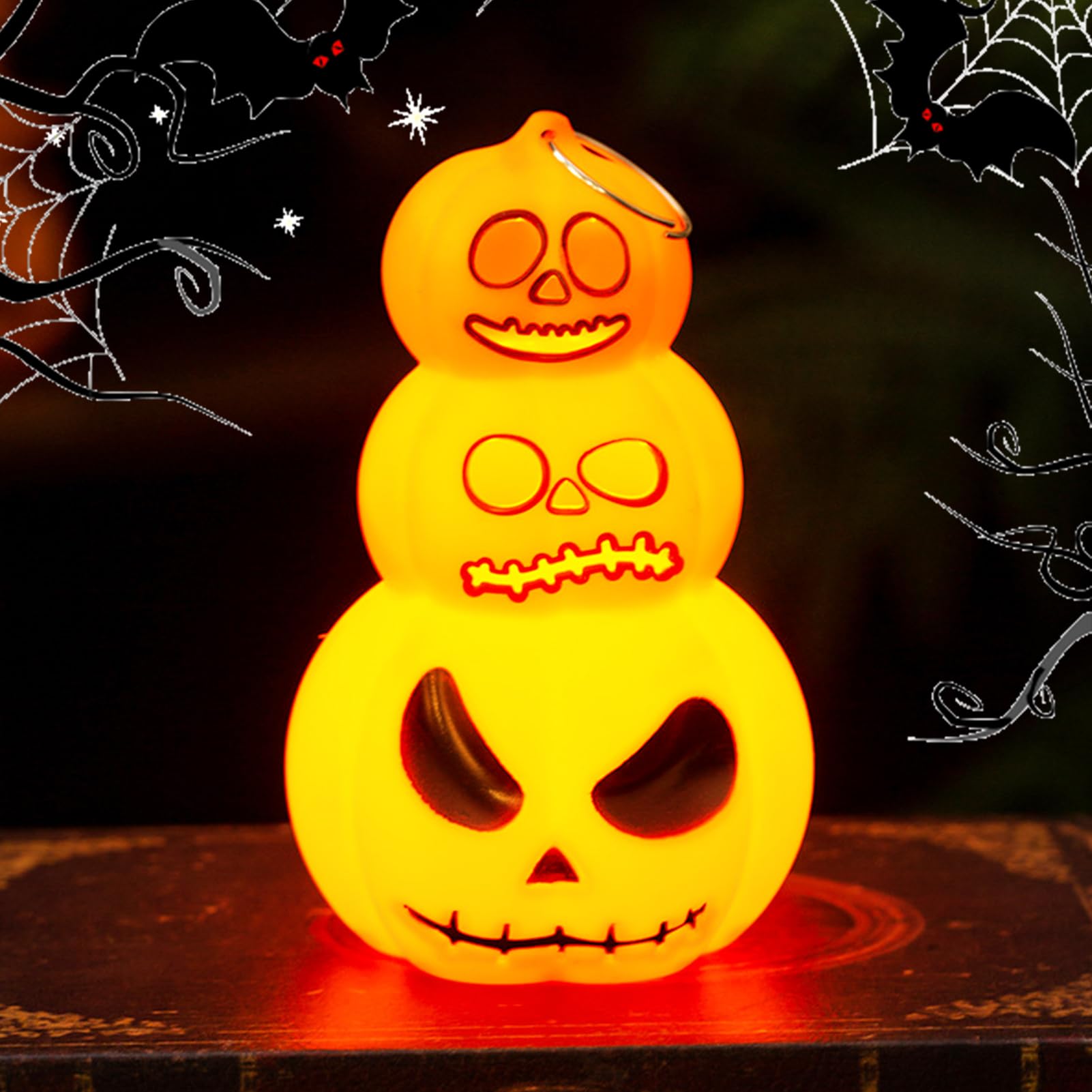 Decorazioni Autunnali A Forma Di Zucca Con Luce LED - Set Di 3 Pezzi, A Batteria, Per Interni Ed Esterni, Per Halloween E Feste D'autunno